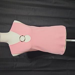 Barbie pink sleeveless top with silver ring at chest